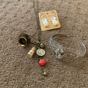 Alice in wonderland jewelry bundle